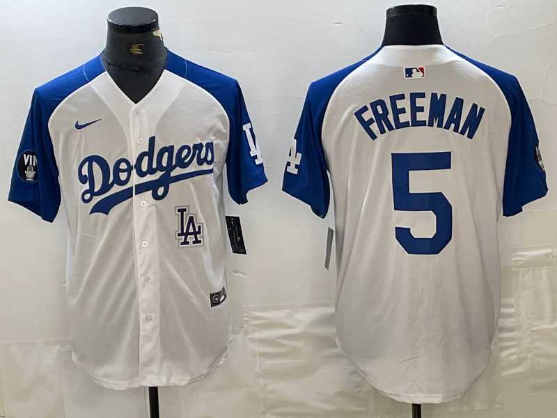 Men's Los Angeles Dodgers #5 Freddie Freeman White Blue Fashion Stitched Cool Base Limited Jersey,We sell and wholesale Men's Los Angeles Dodgers #5 Freddie Freeman White Blue Fashion Stitched Cool Base Limited Jersey on line form chian!
